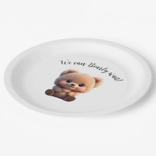 Assiettes En Carton Nous pouvons Bearly Wait Baby shower ours en peluc (Angle)