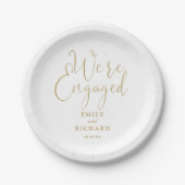 Assiettes En Carton Nous sommes Engaged Engagement Party Elegant Gold (Devant)