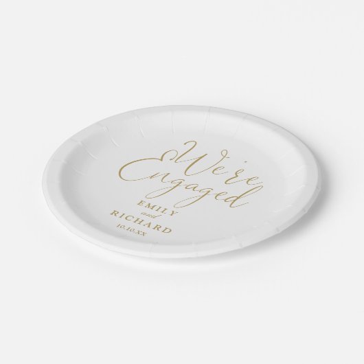 Assiettes En Carton Nous sommes Engaged Engagement Party Elegant Gold (Angle)