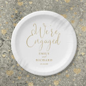 Assiettes En Carton Nous sommes Engaged Engagement Party Elegant Gold