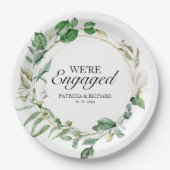 Assiettes En Carton Nous sommes engagés Fiançailles géométrique de ver (Devant)
