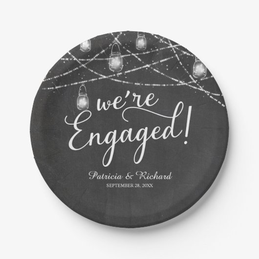 Assiettes En Carton Nous sommes engagés Rustic Chalk Engagement Party (Devant)