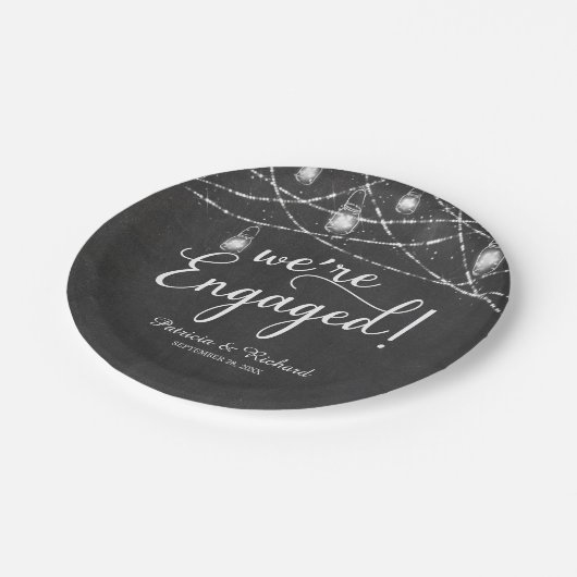 Assiettes En Carton Nous sommes engagés Rustic Chalk Engagement Party (Angle)