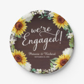 Assiettes En Carton Nous sommes engagés Rustic Sunflowers Engagement P (Devant)