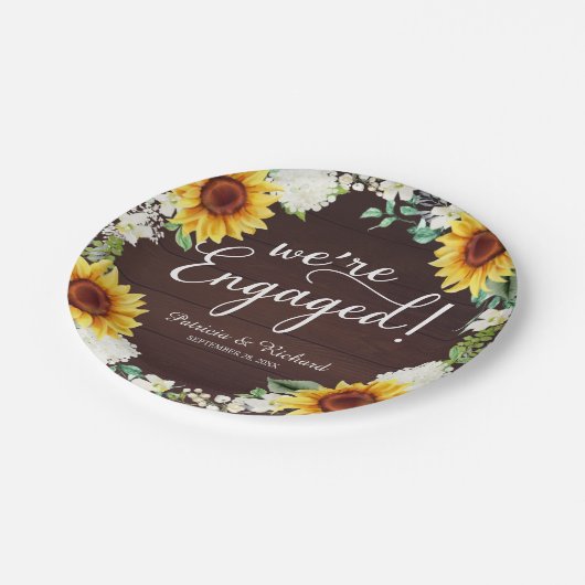 Assiettes En Carton Nous sommes engagés Rustic Sunflowers Engagement P (Angle)