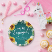 Assiettes En Carton Nous sommes engagés Rustic Sunflowers Engagement P (Fête)