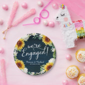 Assiettes En Carton Nous sommes engagés Rustic Sunflowers Engagement P (Fête)