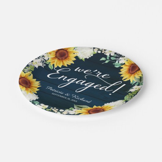 Assiettes En Carton Nous sommes engagés Rustic Sunflowers Engagement P (Angle)