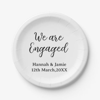 Assiettes En Carton Nous sommes fiancés nom date calligraphystylish