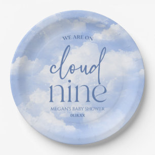 Assiettes En Carton Nous Sommes Sur Cloud Neuf Baby shower Bleu