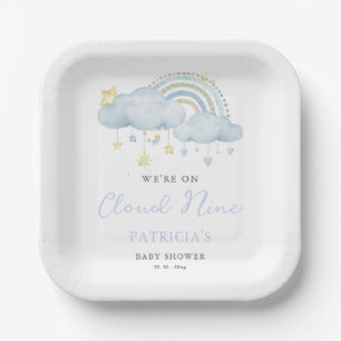 Assiettes En Carton Nous sommes sur Cloud Nine Boy Baby shower