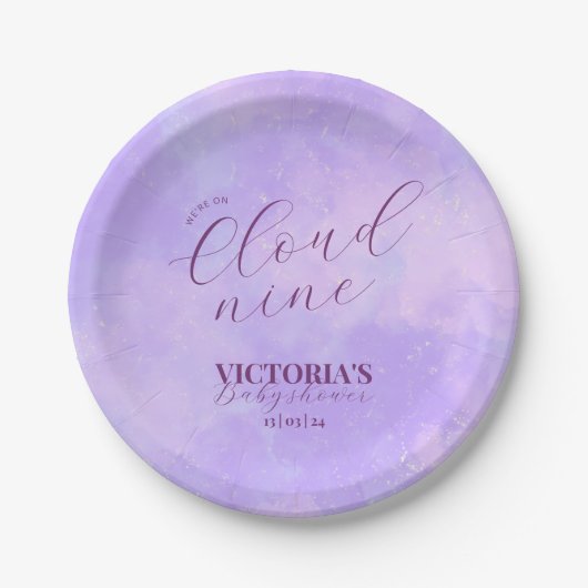 Assiettes En Carton Nous Sommes Sur Le Baby shower Cloud Neuf (Devant)