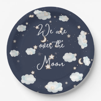 Assiettes En Carton Nous Sommes Sur Le Thème Lune Baby shower Invitati