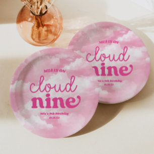 Assiettes En Carton Nous sommes sur un nuage rose pour la fête d'anniv