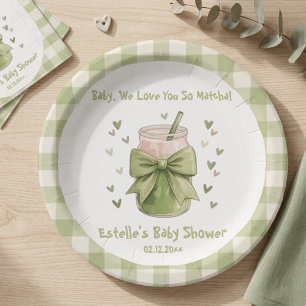 Assiettes En Carton Nous vous aimons tellement Matcha Baby Shower Thé