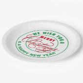 Assiettes En Carton Nous vous souhaitons un joyeux Noël rouge et vert (Angle)