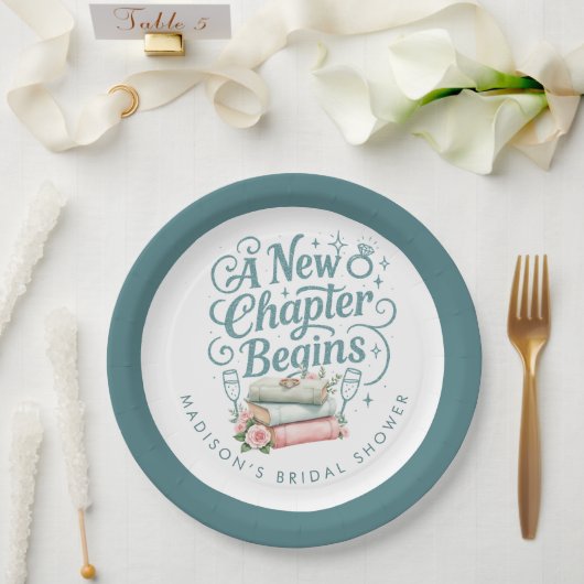 Assiettes En Carton Nouveau Chapitre Commence Teal Paillettes Fête de  (Mariage)