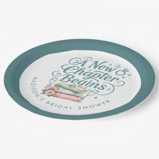 Assiettes En Carton Nouveau Chapitre Commence Teal Paillettes Fête de  (Angle)