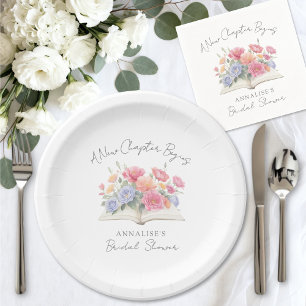 Assiettes En Carton Nouveau Chapitre Livre Floral Baby Shower Mariage