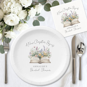 Assiettes En Carton Nouveau Chapitre Livre Floral Baby Shower Mariée