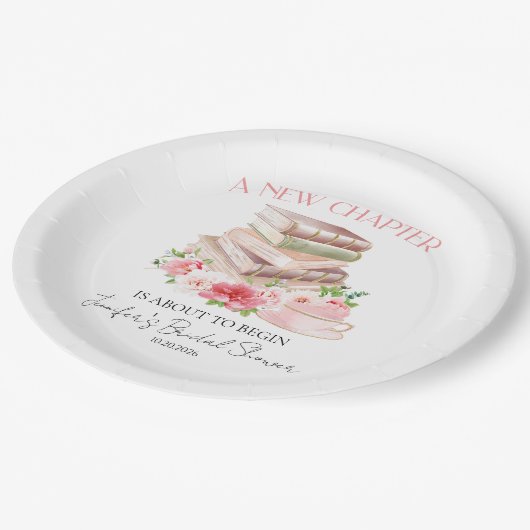 Assiettes En Carton Nouveau Chapitre | Thé et Livres Douce-aquarelle p (Angle)