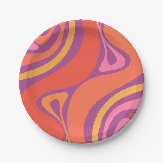 Assiettes En Carton Nouveau Groove Abstrait Trippy Retro 60s les année (Devant)