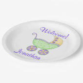 Assiettes En Carton Nouveau-né Buggy Nom de bienvenue Personnalisé (Angle)