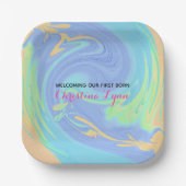 Assiettes En Carton Nouveau-né rose pastel avec photo (Recto)