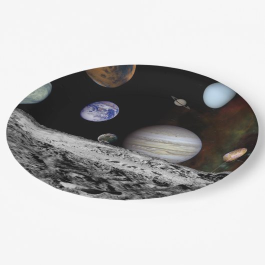 Assiettes En Carton Nouveau système solaire (Angle)