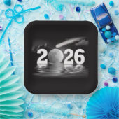 Assiettes En Carton Nouvel An 2026 Lune avec comète (Fête)