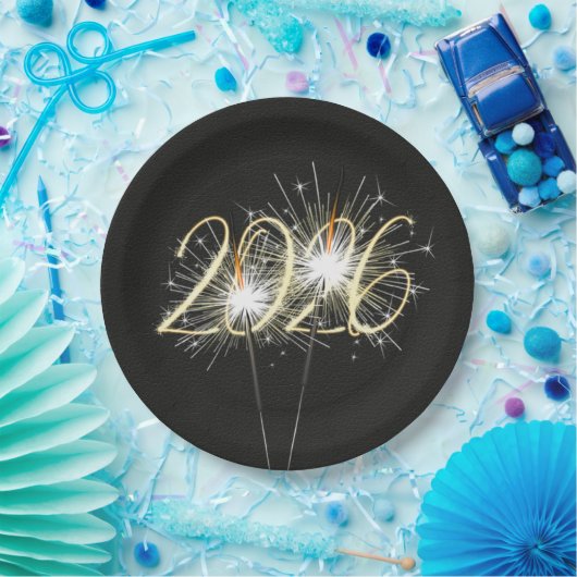 Assiettes En Carton Nouvel An 2026 Party Sparklers Plaque en papier (Fête)