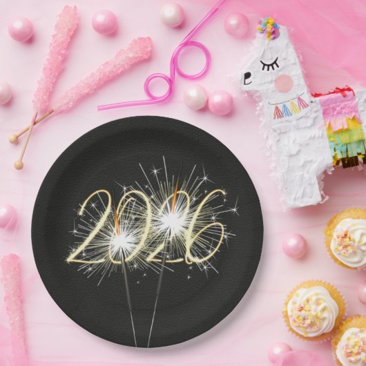 Assiettes En Carton Nouvel An 2026 Party Sparklers Plaque en papier (Fête)