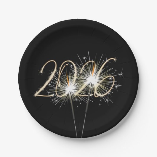 Assiettes En Carton Nouvel An 2026 Sparklers (Devant)