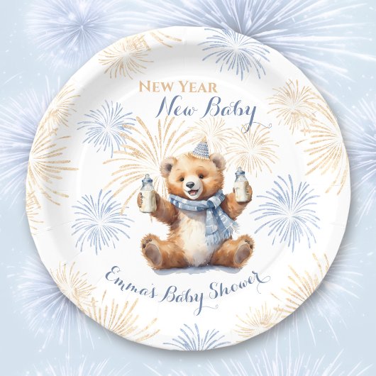Assiettes En Carton Nouvel an Bleu Boy Baby shower Plaques de papier