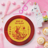 Assiettes En Carton Nouvel An Chinois 2023 Lapin Rouge Huile Jaune Tém (Fête)