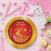 Assiettes En Carton Nouvel An Chinois 2023 Rabbit Gold Foil Rouge mode (Fête)