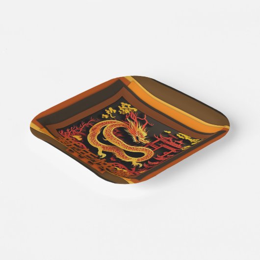 Assiettes En Carton Nouvel An chinois Dragon 2024 PPP02 (Angulaire)