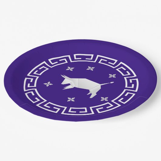 Assiettes En Carton Nouvel An Chinois Origami Ox & Stars (Angle)