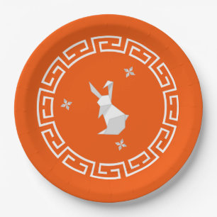 Assiettes En Carton Nouvel An Chinois Origami Rabbit & Stars