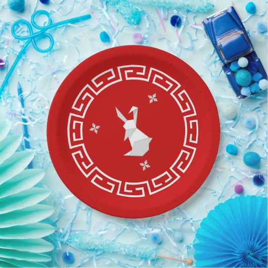 Assiettes En Carton Nouvel An Chinois Origami Rabbit & Stars Papier Pl (Fête)