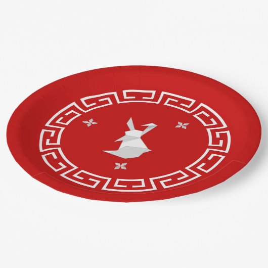 Assiettes En Carton Nouvel An Chinois Origami Rabbit & Stars Papier Pl (Angle)