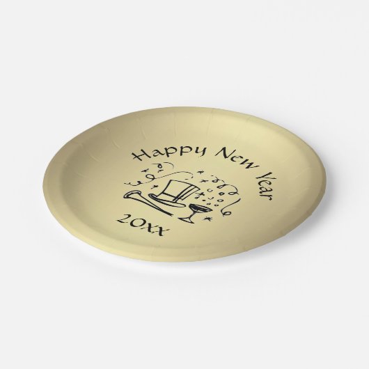 Assiettes En Carton Nouvel An Eve Gold Dat (Angle)