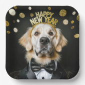 Assiettes En Carton Nouvel an Golden Retriever dans Tuxedo (Recto)