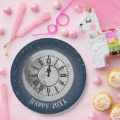 Assiettes En Carton Nouvel An Horloge De Minuit Sur La Lune (Fête)