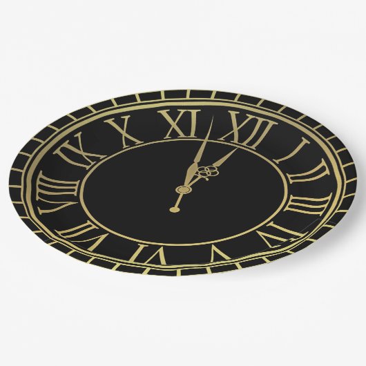 Assiettes En Carton Nouvel An Horloge Fêtes 9" Plaques en papier (Angle)