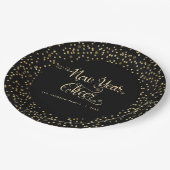Assiettes En Carton Nouvel an Jouer Black Gold Script Parties scintill (Angle)