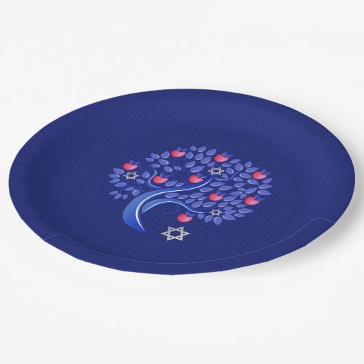 Assiettes En Carton Nouvel An juif | Plaques papier Rosh Hashanah (Angle)