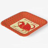 Assiettes En Carton Nouvel An lunaire 2024 Red Dragon mignonne fête pe (Angulaire)