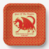 Assiettes En Carton Nouvel An lunaire 2024 Red Dragon mignonne fête pe (Recto)