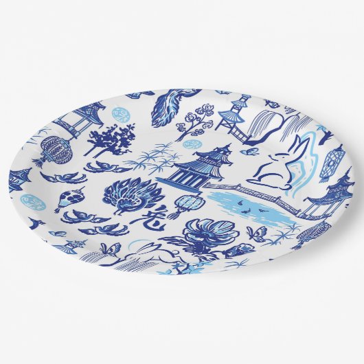 Assiettes En Carton Nouvel an lunaire Rabbit Chinoiserie (Angle)